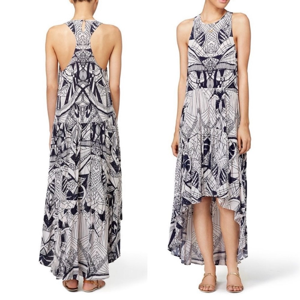 Free People La Mar Maxi Dress Black and Cream Size Large - Picture 2 of 4
